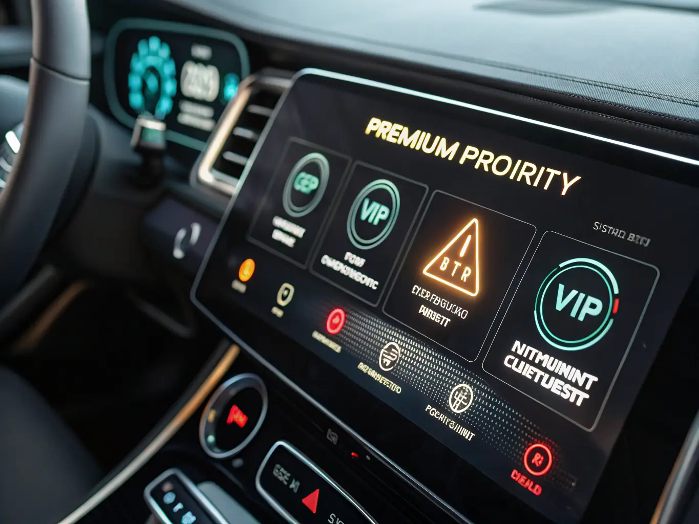 A futuristic interface displaying the benefits of the Cyber VIP Gold Membership, with glowing neon accents and holographic details, set against a dark cyberpunk background.
